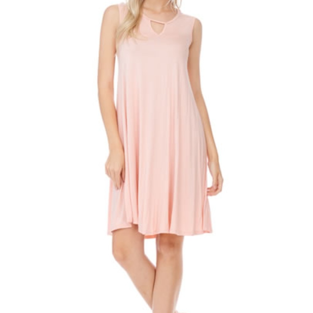 Pink Sleeveless Midi Dress